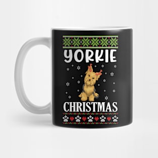 Yorkie Dog Dancing With Snow Merry Christmas Day Daddy Mommy Mug